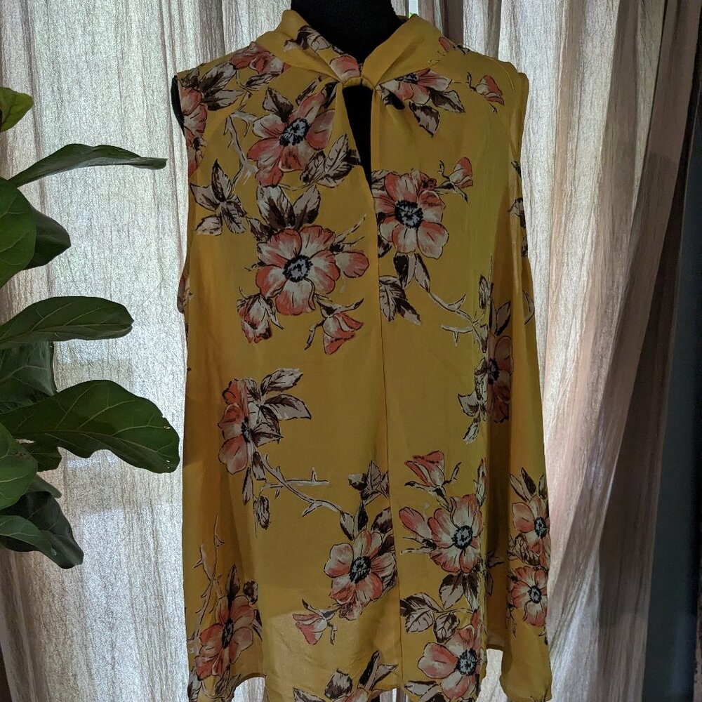 Yellow floral Papermoon top, size 1x